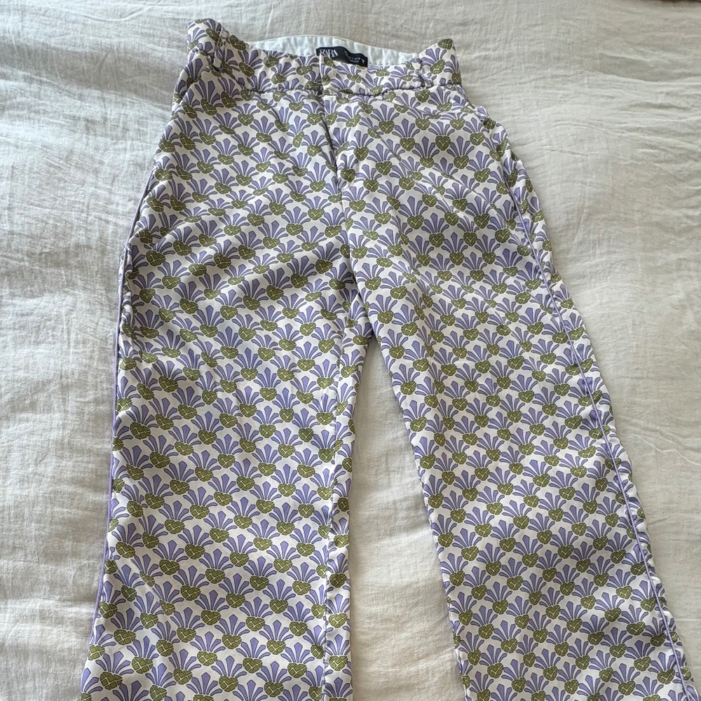 Zara purple and green flowy pants - Picture 1 of 3
